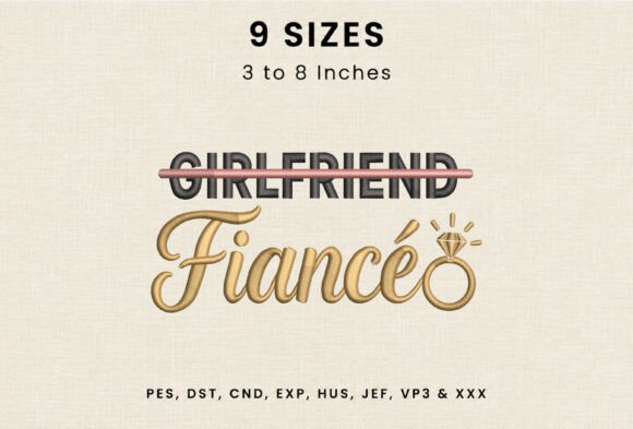 Girlfriend Fiancée Ring DST PES Embroidery