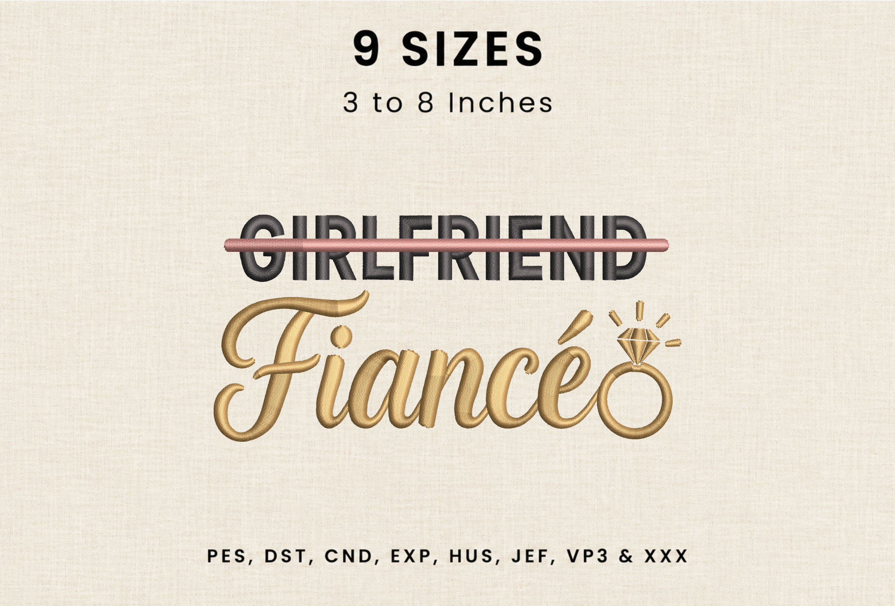Girlfriend Fiancée Ring DST PES Embroidery