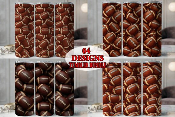 Glossy Brown Football Tumbler Bundle