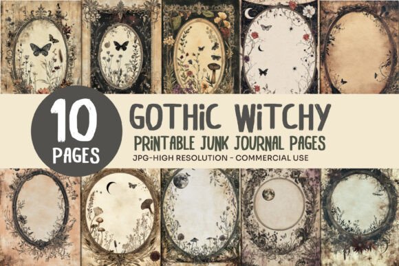 Gothic Butterfly Junk Journal Pages