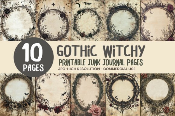 Gothic Floral Junk Journal Pages