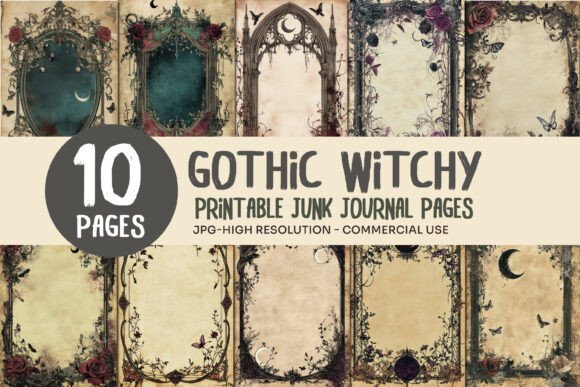 Gothic Moon Junk Journal Pages