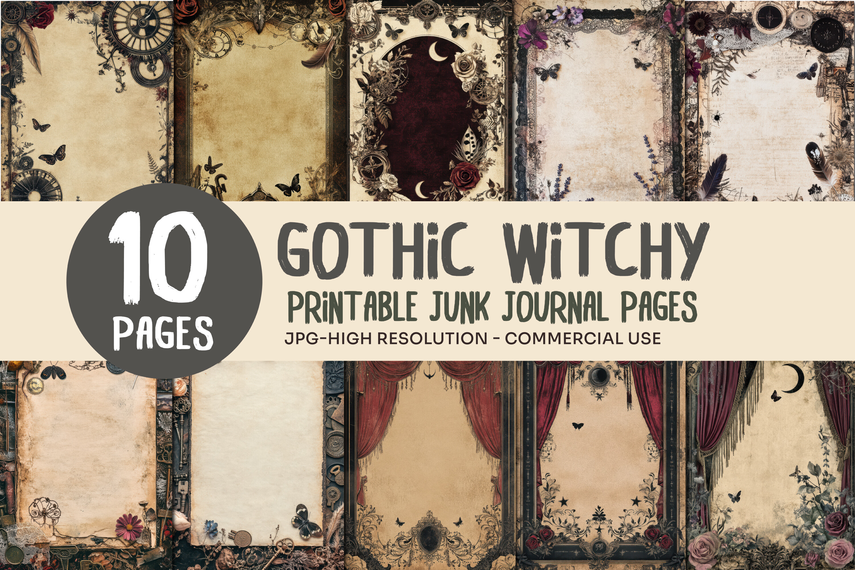 Gothic Vintage Junk Journal Pages