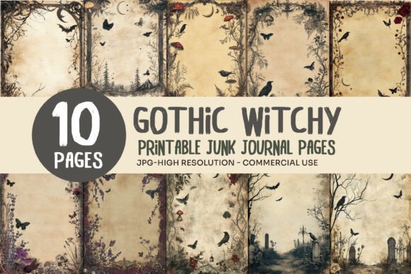 Gothic Woodland Junk Journal Pages