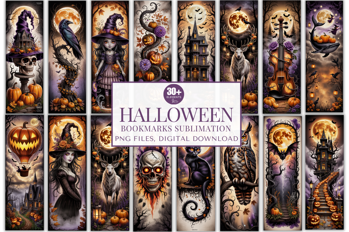 Halloween Bookmarks PNG Bundle