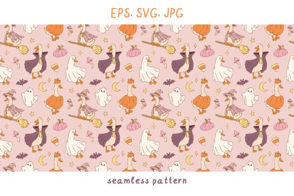 Halloween Goose Seamless Pattern