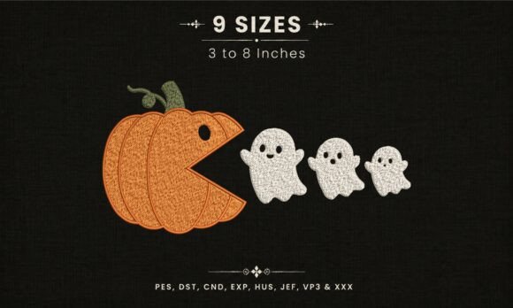 Halloween Pumpkin Ghost DST PES Embroide