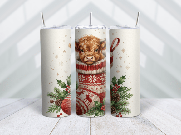 Highland Cow Christmas Stocking Tumbler