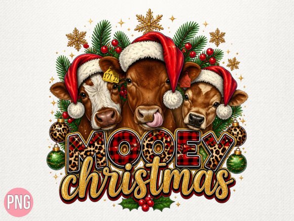 Highland Cow Mooey Christmas PNG T-Shirt