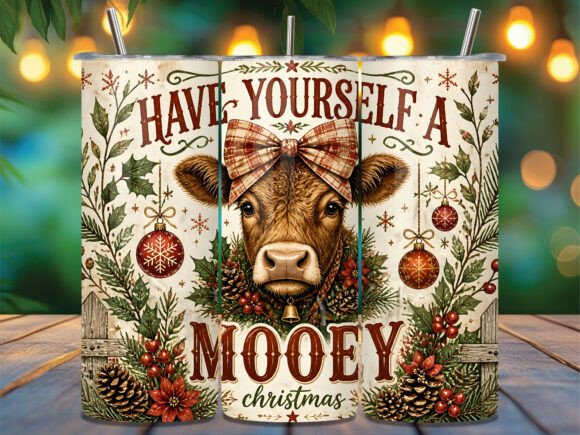 Highland Cow Mooey Christmas Tumbler