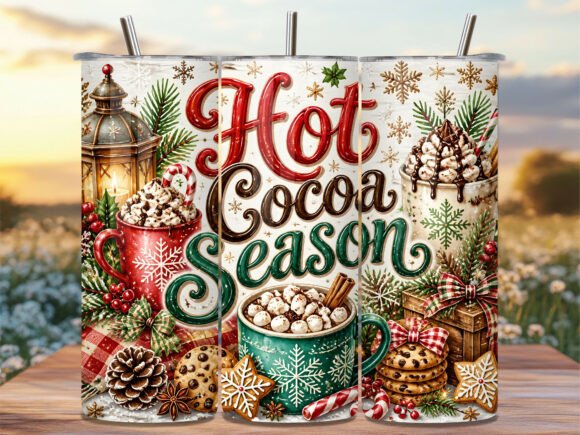 Hot Cocoa Season Christmas Tumbler Wrap