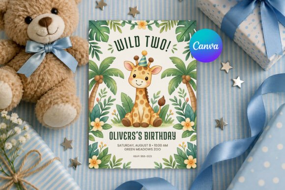 Jungle Animal Birthday Invitation Canva