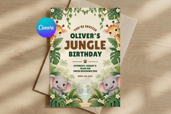 Jungle Animal Birthday Invitation Canva