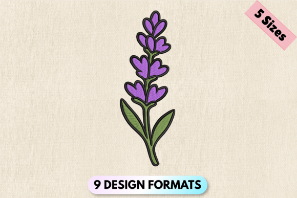 Lavender Floral Purple Flower Embroidery