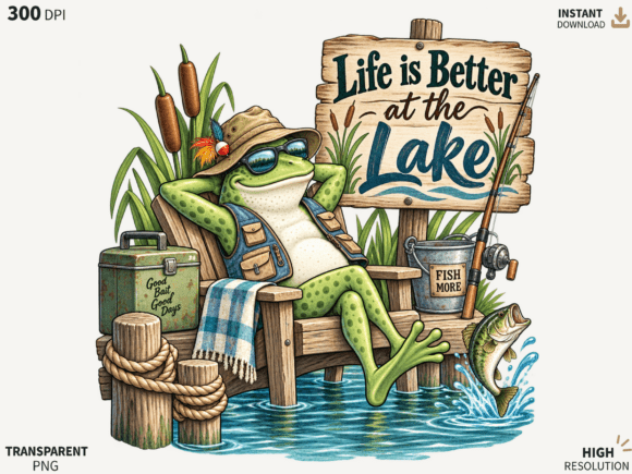Life is Better at the Lake PNG, Fishing