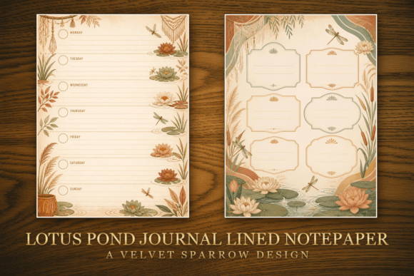Lotus Pond Journal Lined Notepaper