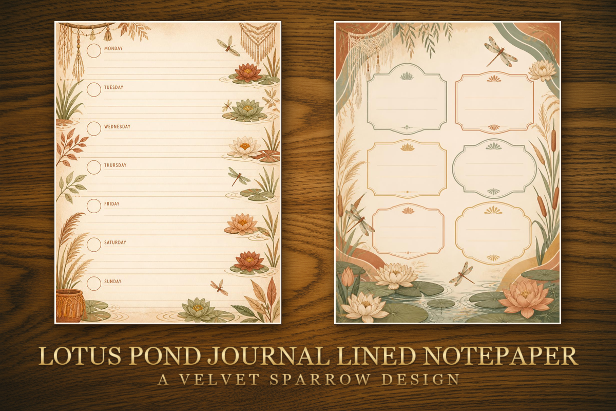 Lotus Pond Journal Lined Notepaper