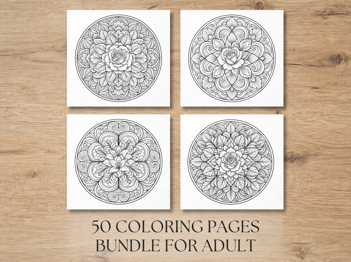 Mandala Floral Coloring Pages Bundle