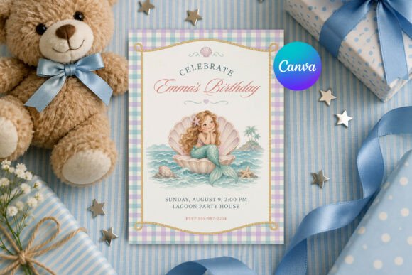 Mermaid Birthday Invitation Template