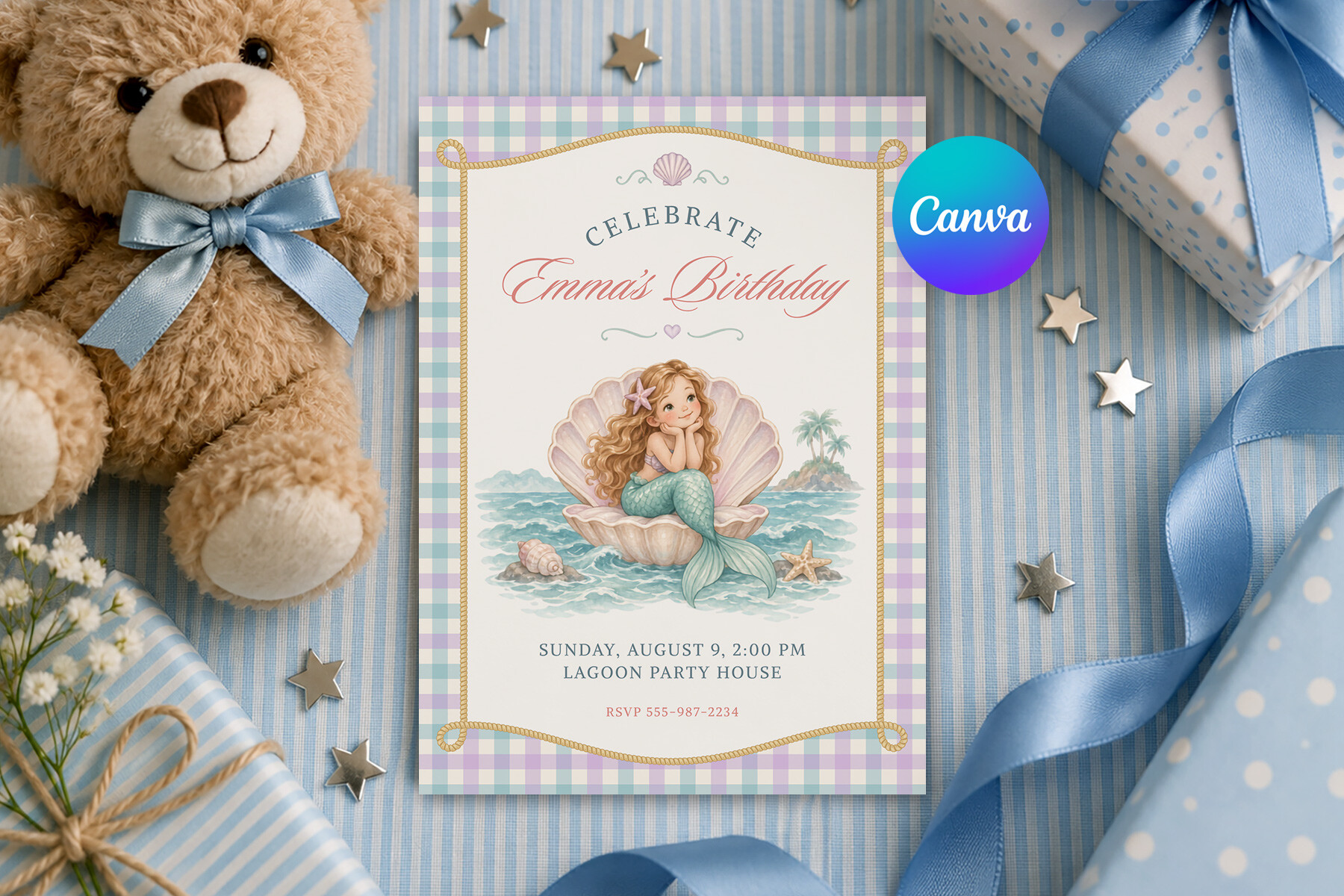 Mermaid Birthday Invitation Template