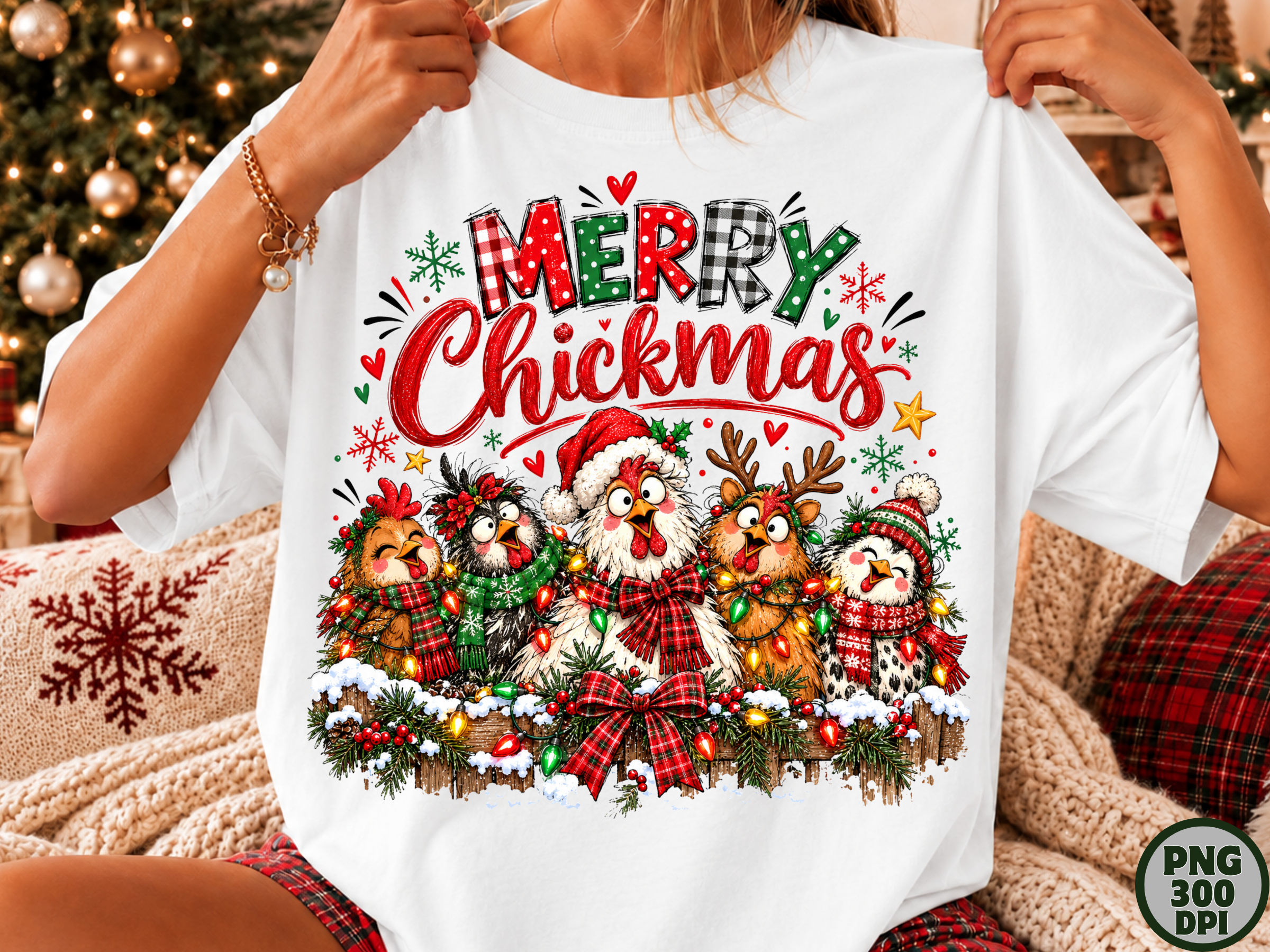 Merry Chickmas Christmas Chicken PNG