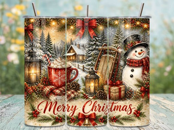 Merry Christmas Snowman 20oz Tumbler
