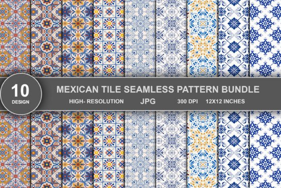 Mexican Tile Seamless Pattern Bundle
