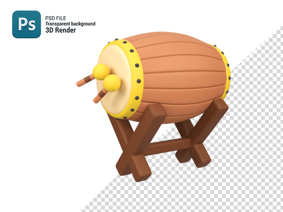Mosque Drum Bedug Isolated 3d Render