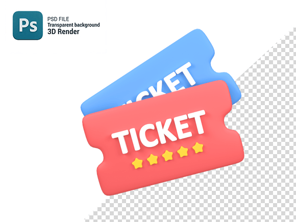 Movie Ticket Isolated 3d Render Icon