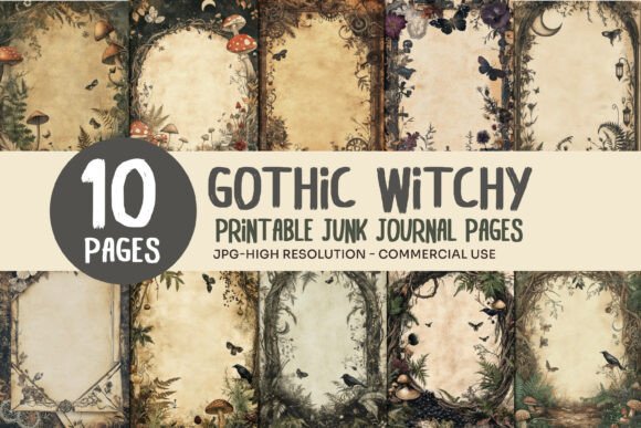Mushroom Gothic Junk Journal Pages