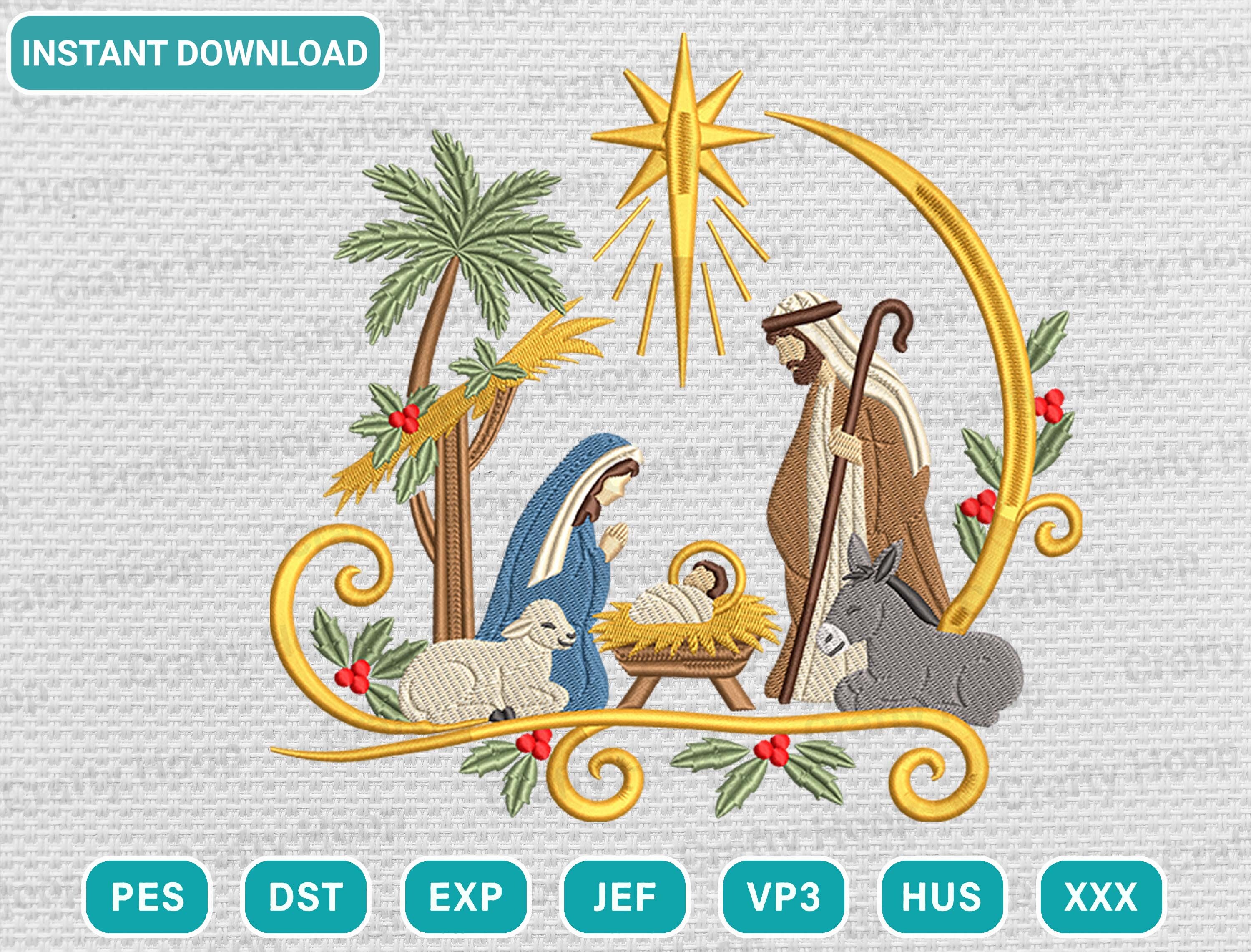 Nativity Christmas Embroidery Design