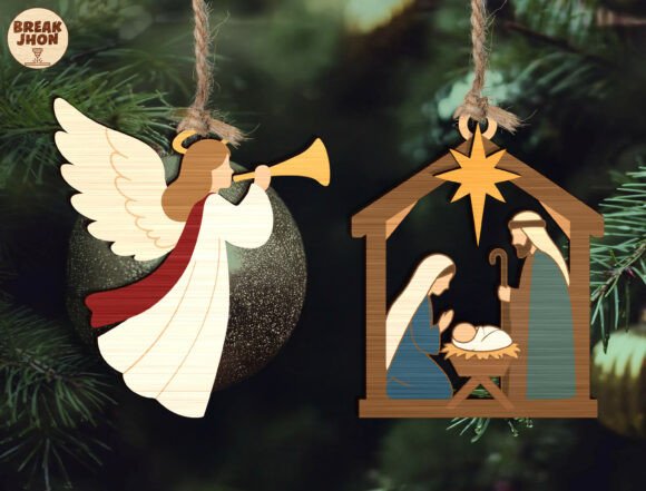 Nativity Xmas Ornament SVG Bundle