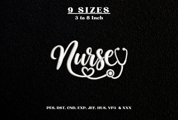 Nurse Stethoscope Heart Embroidery DST