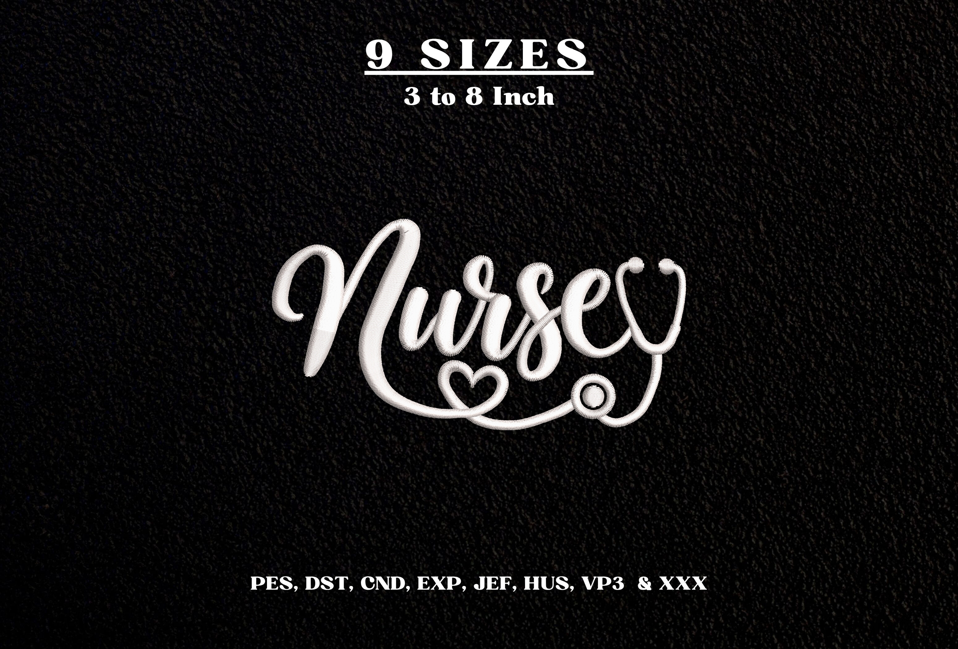 Nurse Stethoscope Heart Embroidery DST