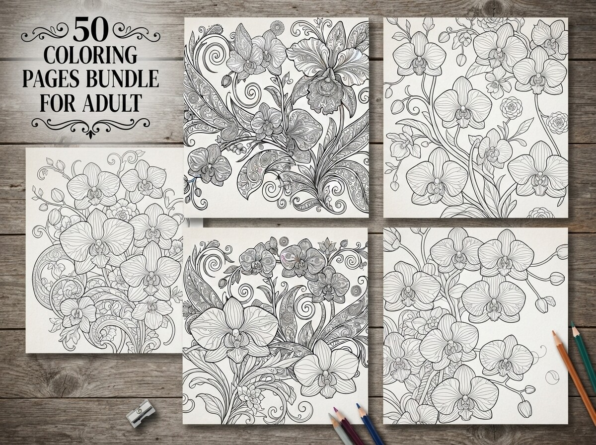 Ornate Tropical Orchid Coloring Pages