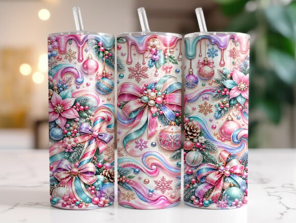 Pastel Candy Christmas 20oz Tumbler Wrap