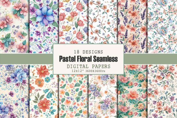 Pastel Floral Seamless Pattern Bundle