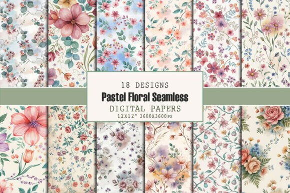Pastel Floral Seamless Pattern Bundle