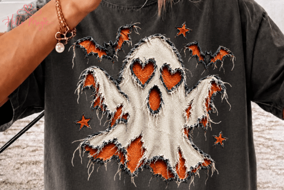 Patchwork Ghost Halloween PNG