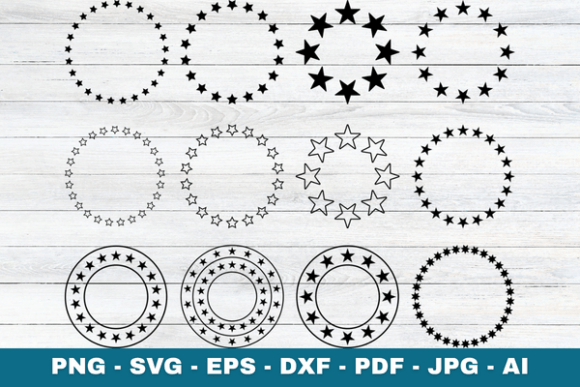 Patriotic Star Circle Frames Svg Graphics