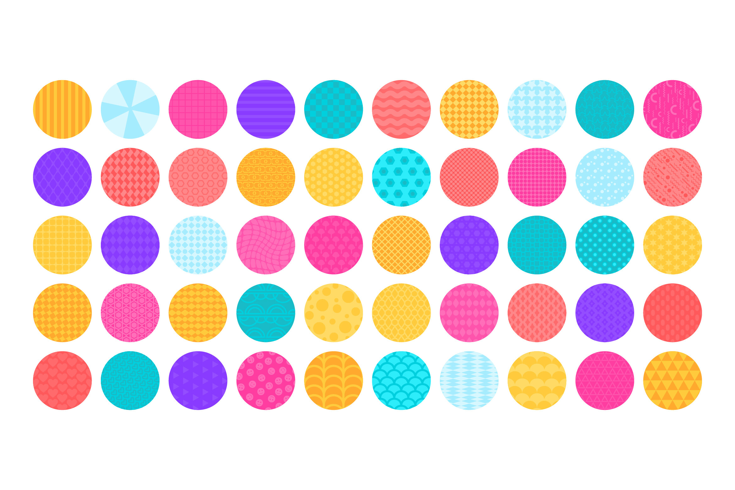 Patterned Circles – 50 Clipart Shapes