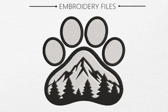 Paw Print with Heart Embroidery Design