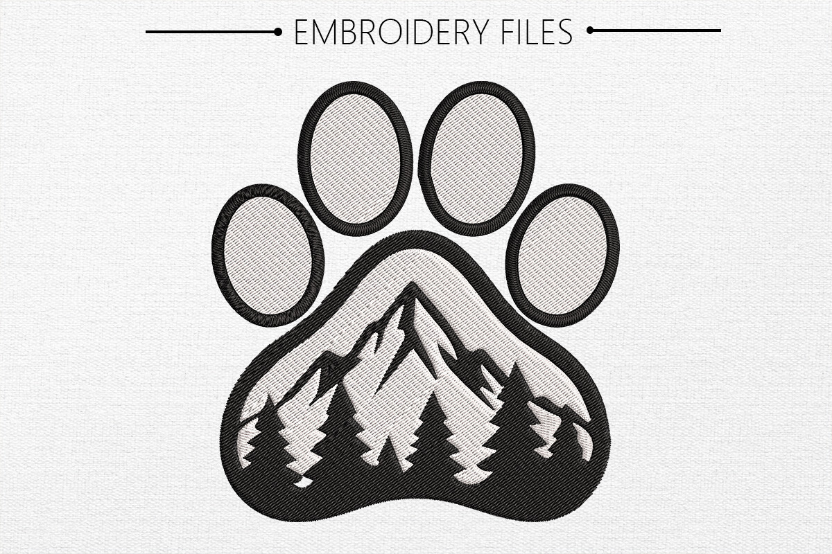 Paw Print with Heart Embroidery Design