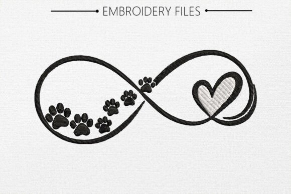 Paw Print with Heart Embroidery Design