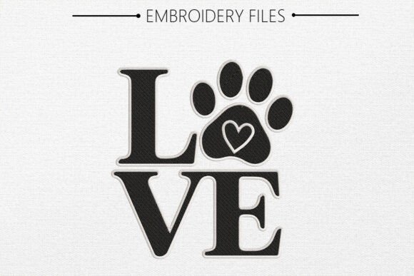 Paw with Heart Embroidery Design