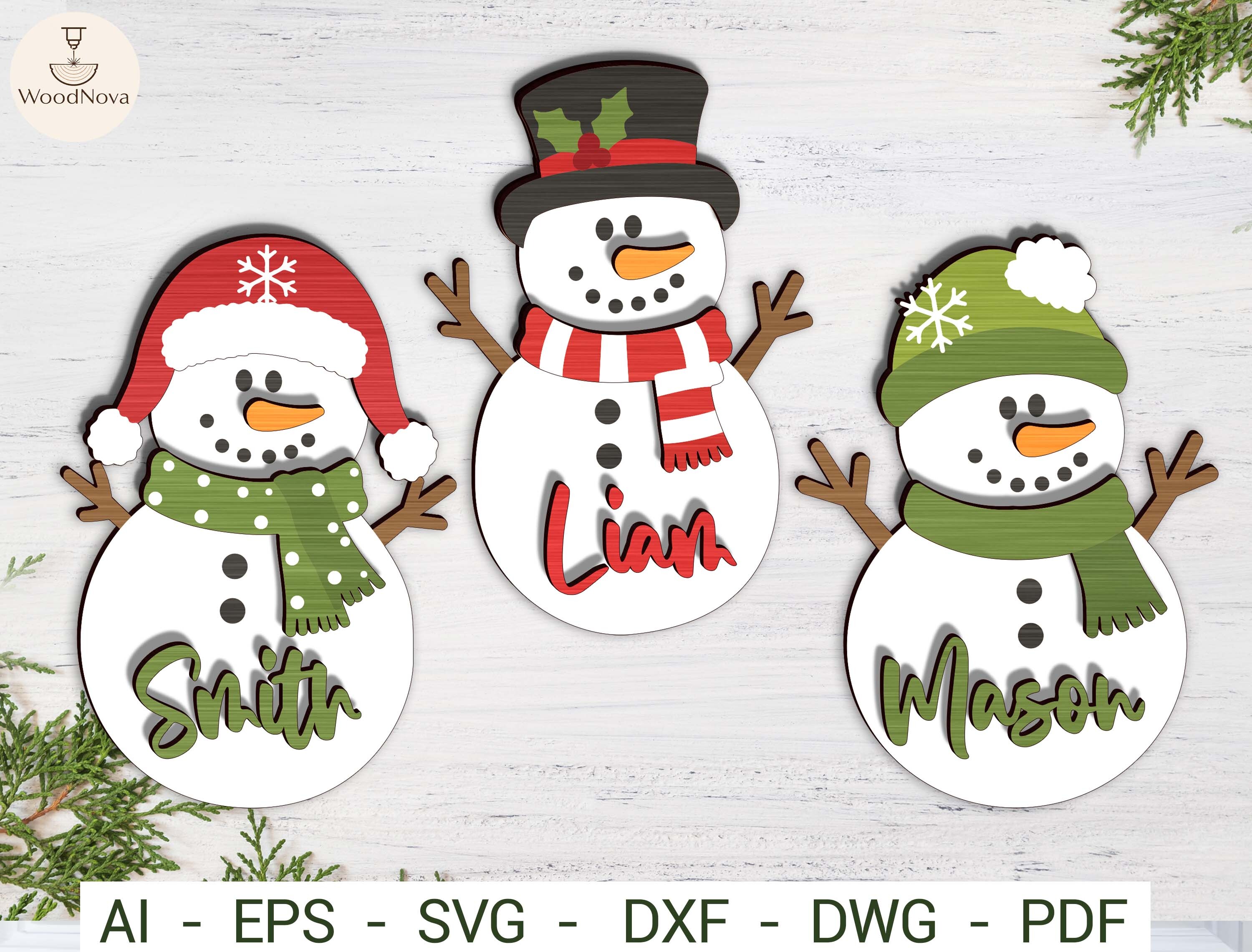 Personalized Xmas Snowman SVG Bundle