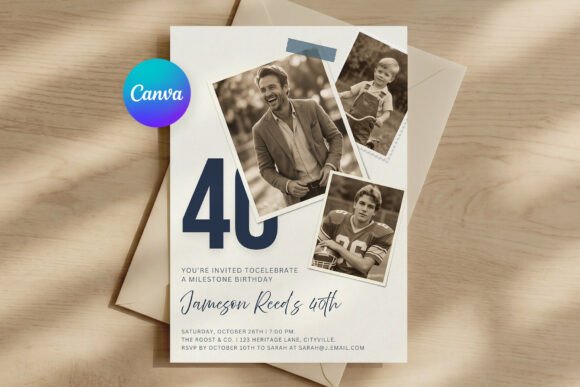 Photo Birthday Invitation for Men Canva