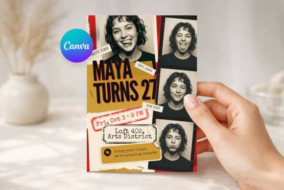 Photo Booth Collage Birthday Invitation