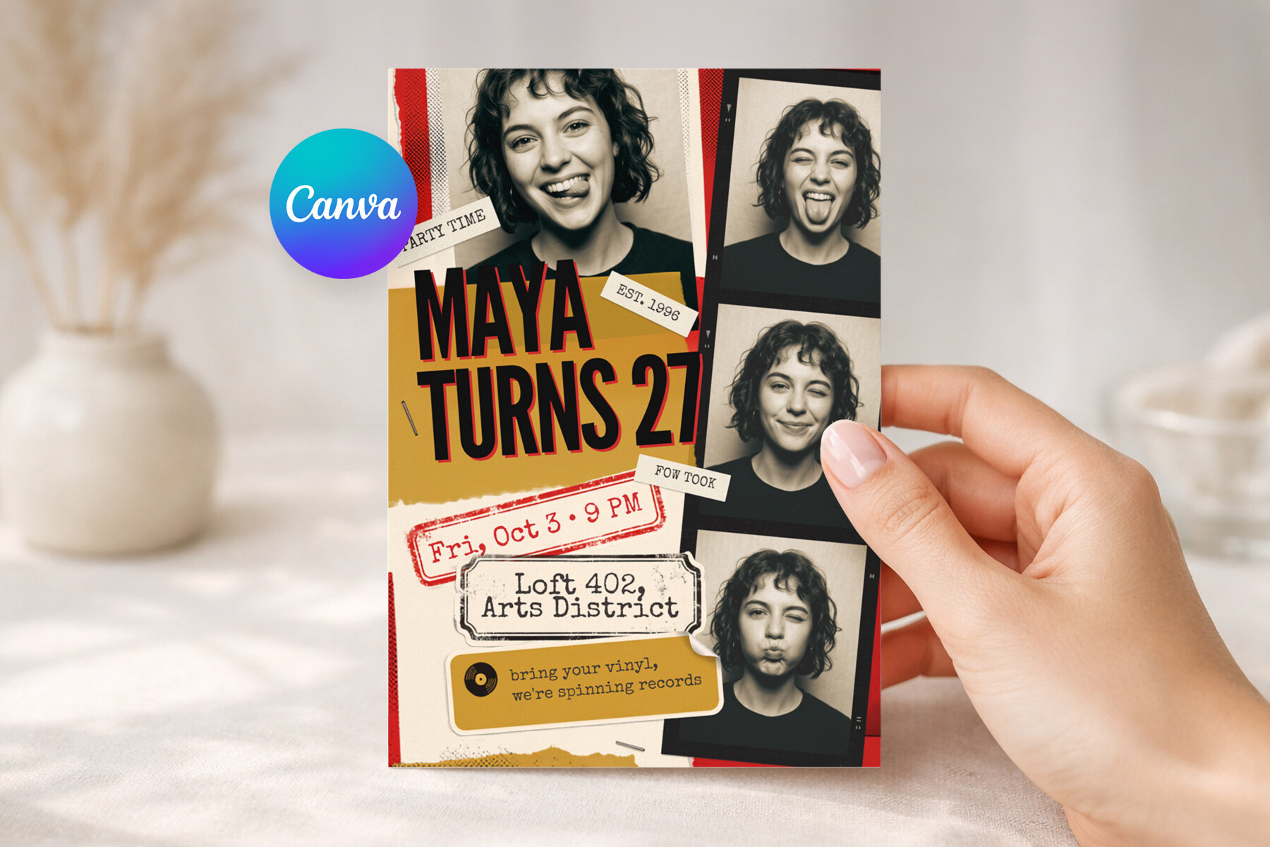 Photo Booth Collage Birthday Invitation
