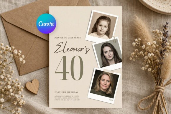 Photo Timeline Birthday Invitation Canva